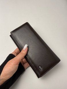 Женский вместительный кошелек из натуральной кожи с отделением для купюр и карточек коричневый W501 фото