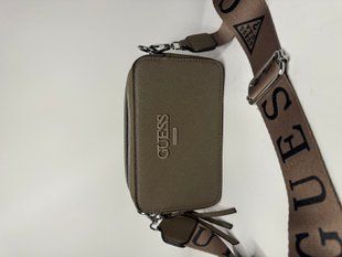 Женская каркасная сумка кроссбоди из экокожи на 2 отдела с широким ремнем охра 00049 фото