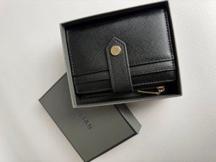 Женский маленький кошелек из экокожи компактен на многие карты черный 00077 фото